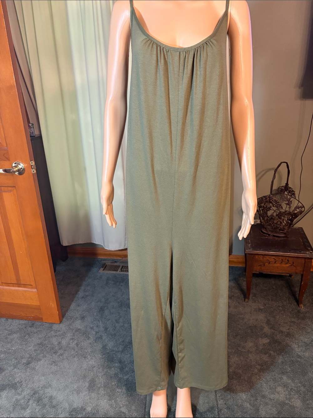 Women’s Olive Green Wide-Leg Jumpsuit